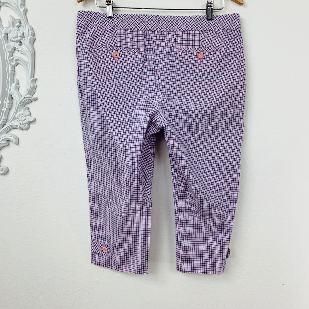 Talbots / Blue Pink Square Pattern Capri - image 3
